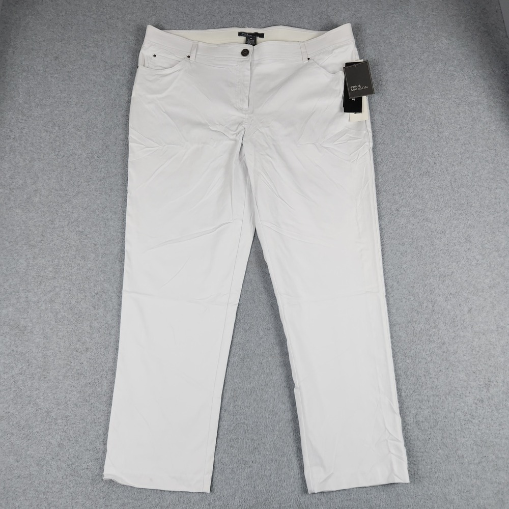 89th & Madison Pants Womens 16 Bleached White Rayon Stretch Classic Straight Leg